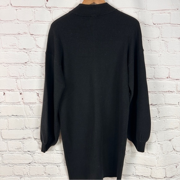 ModCloth  Black Acrylic Blend Sweater dress tie waist stretchy size large new - Picture 3 of 11